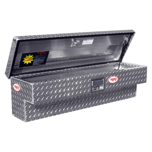 50SA – RKI Tool Box, Side Mount Single Lid Diamond Tread Silver Aluminum 51 Inch Length x 13-11/16 Inch Top/ 8 Inch B...